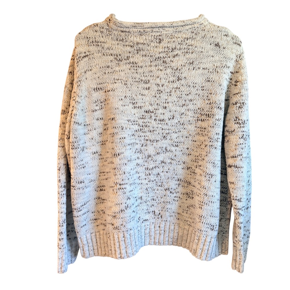 Studio Works Womens Large Marled Knit Sweater Tan Brown Crew Neck Long Sleeve - Picture 4 of 9